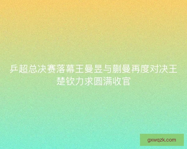 乒超总决赛落幕王曼昱与蒯曼再度对决王楚钦力求圆满收官